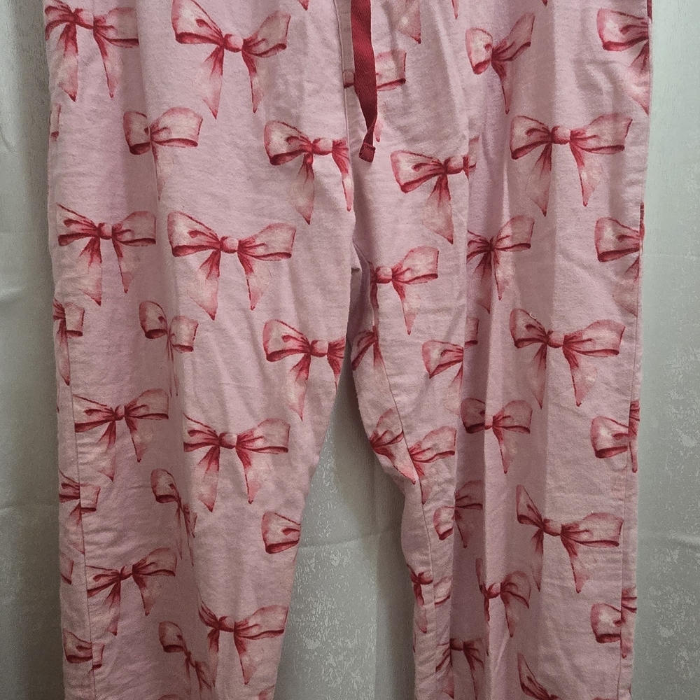 PJ Salvage Pink and Red Bow Pajama Set - Top Size Medium And Large For The Pants - Picture 5 of 11
